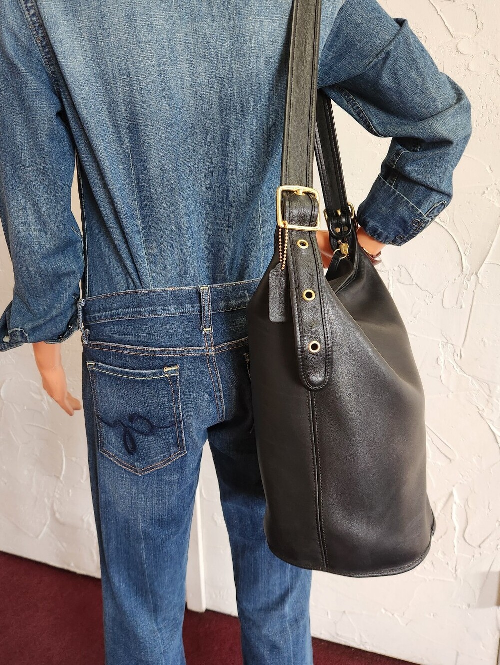 Coach Duffle Sak, XL, 1993, "Feed Sack" Black, Made In USA #9085